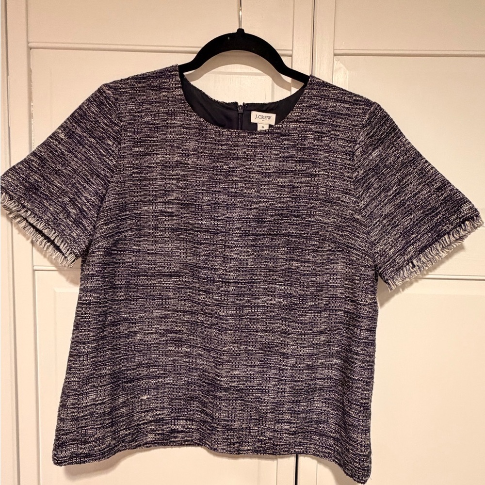 J. Crew Women's Navy Textured Short Sleeve Top